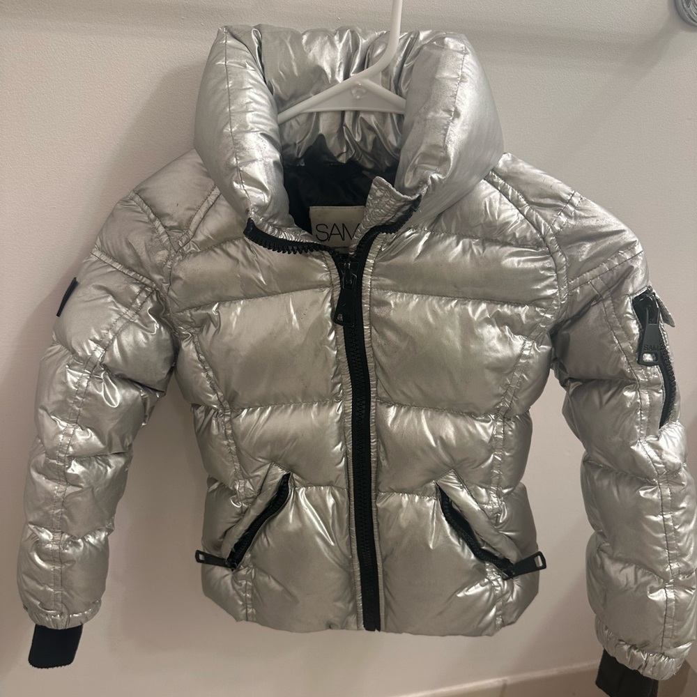 SAM. Metallic Silver Kids Puffer Jacket